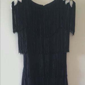 Chic Black Fringe Mini Dress